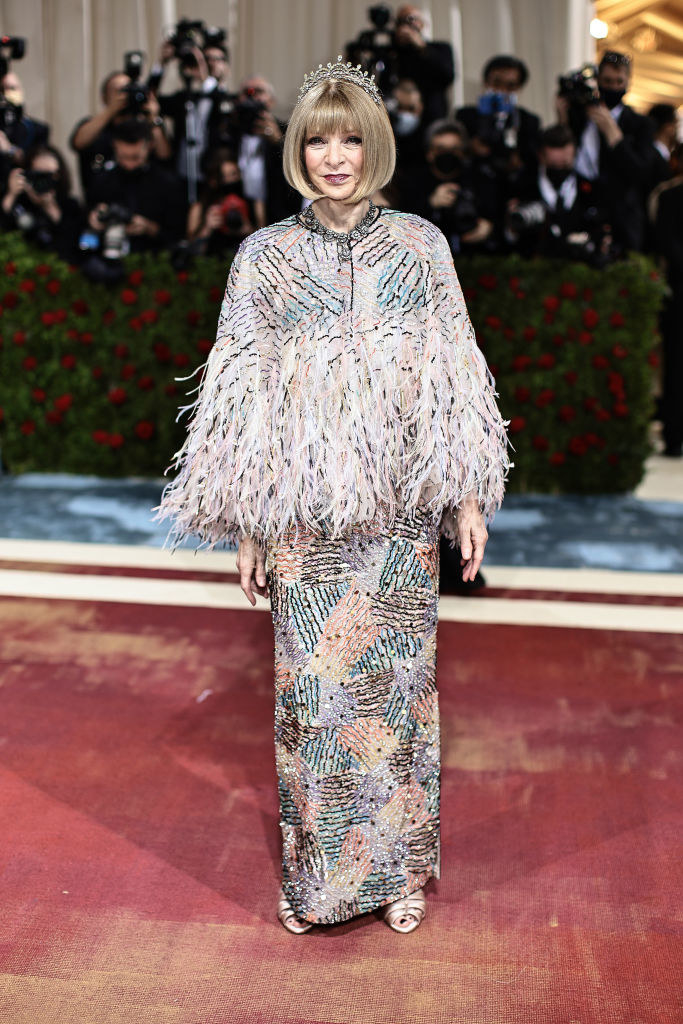 Anna Wintour in a multicolored gown