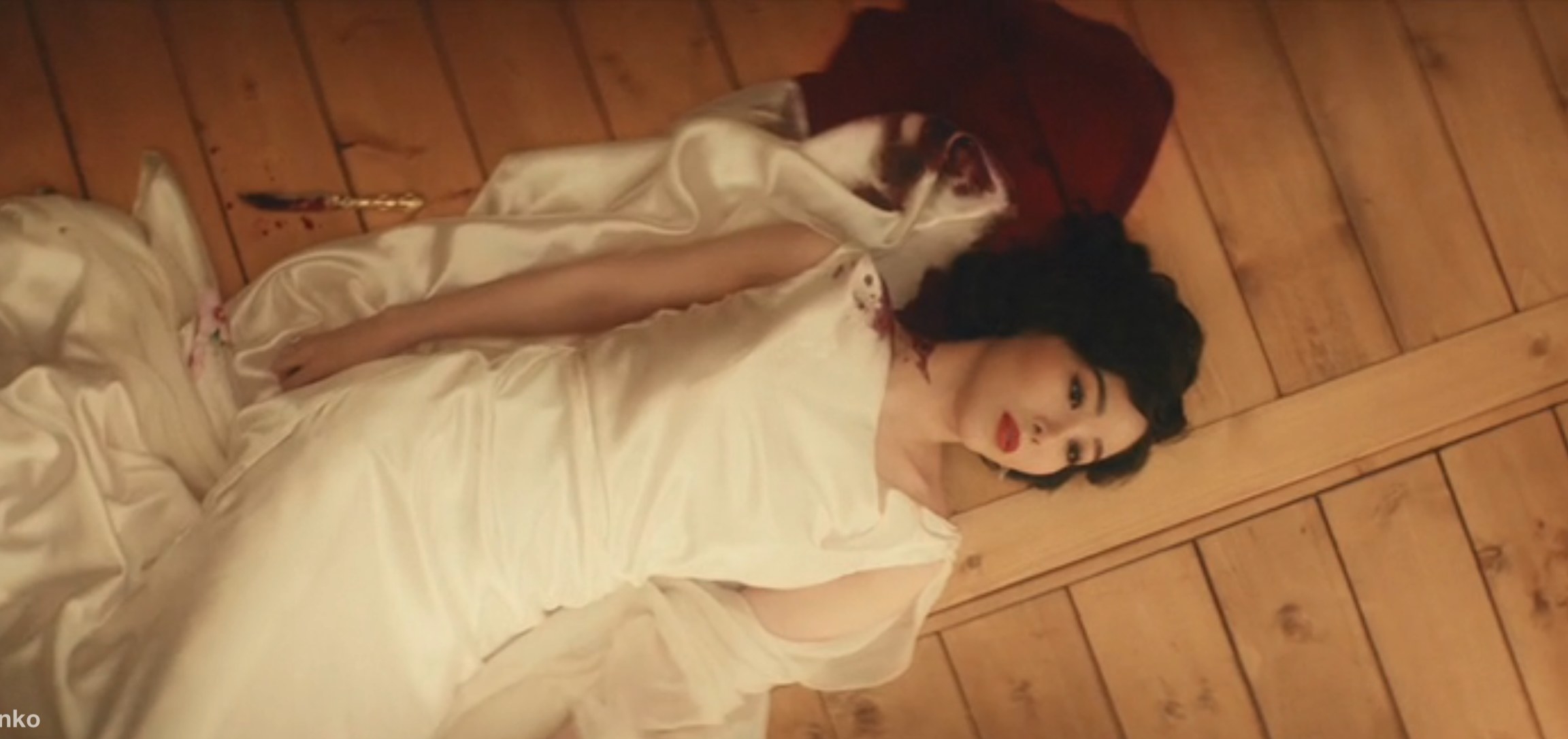 Korean singer lying in pool of blood after stabbing herself