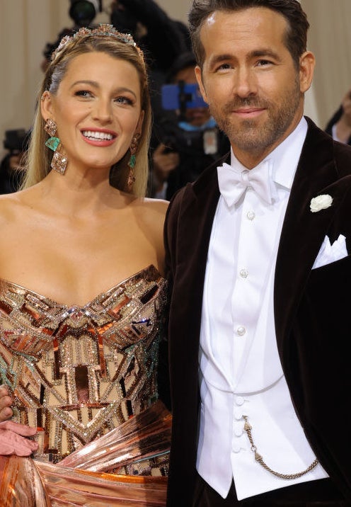 A closeup of Blake Lively and Ryan Reynolds