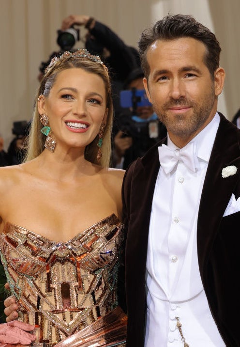 A closeup of Blake Lively and Ryan Reynolds