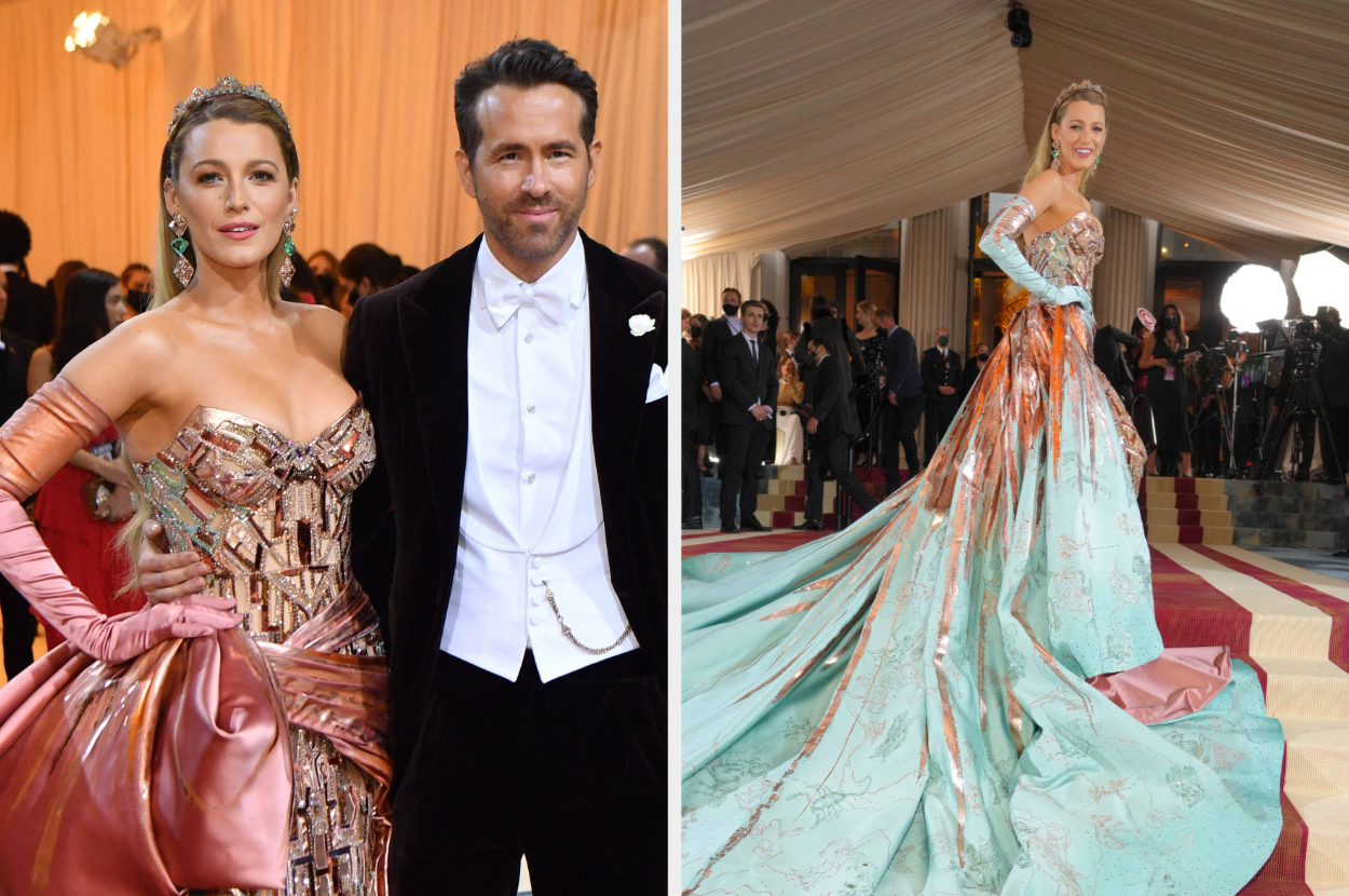 Blake Lively channeled the Statue of Liberty at the Met Gala in a gown that  unraveled to create 2 stunning looks, going from copper to green