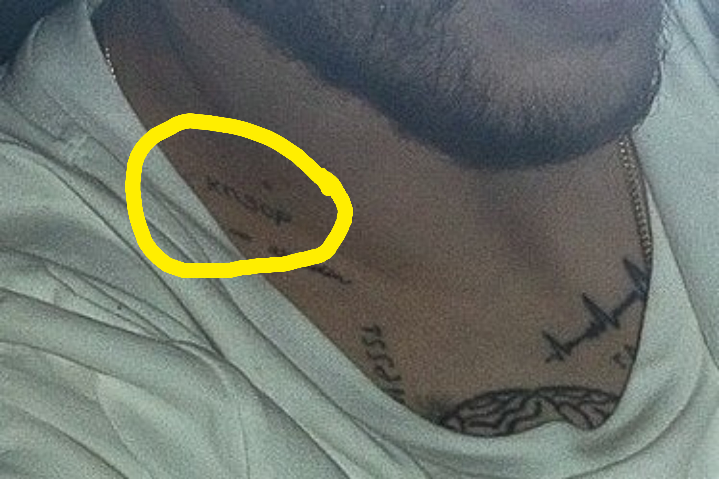 The KNSCP tattoo circled