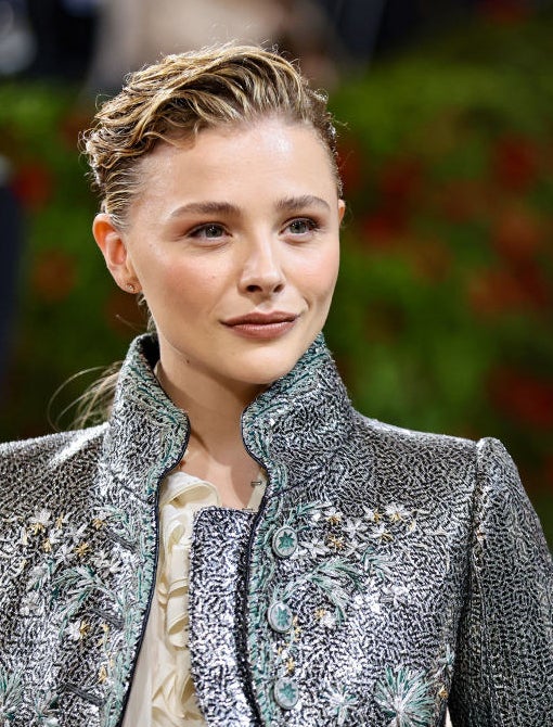 A closeup of Chloe Grace Moretz in the jacket