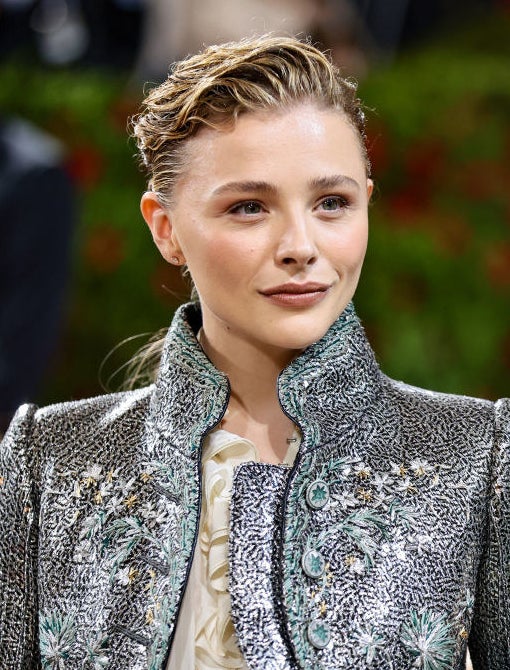 A closeup of Chloe Grace Moretz in the jacket