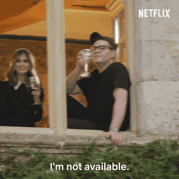 A GIF of a person saying I&#x27;m not available