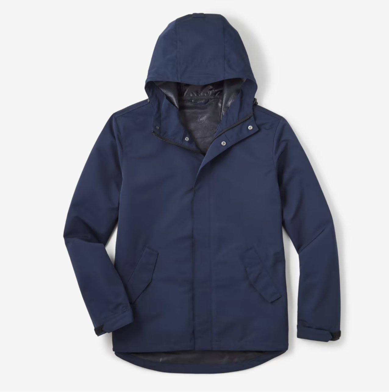 Rain jacket with hood and front pockets