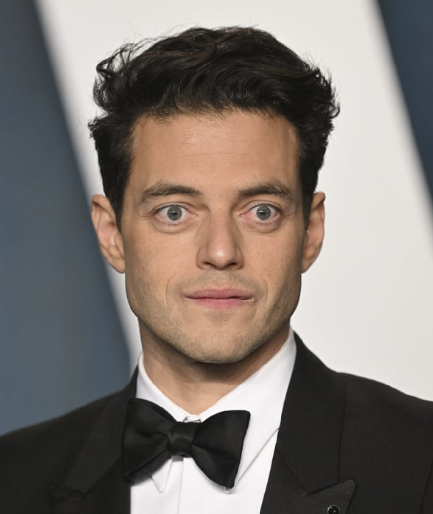 Rami in a tux on the red carpet