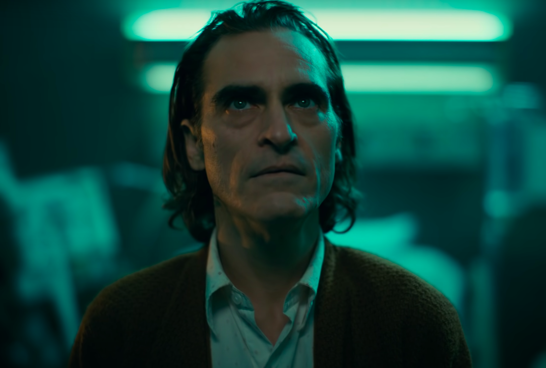 Close-up of Joaquin in a scene from The Joker