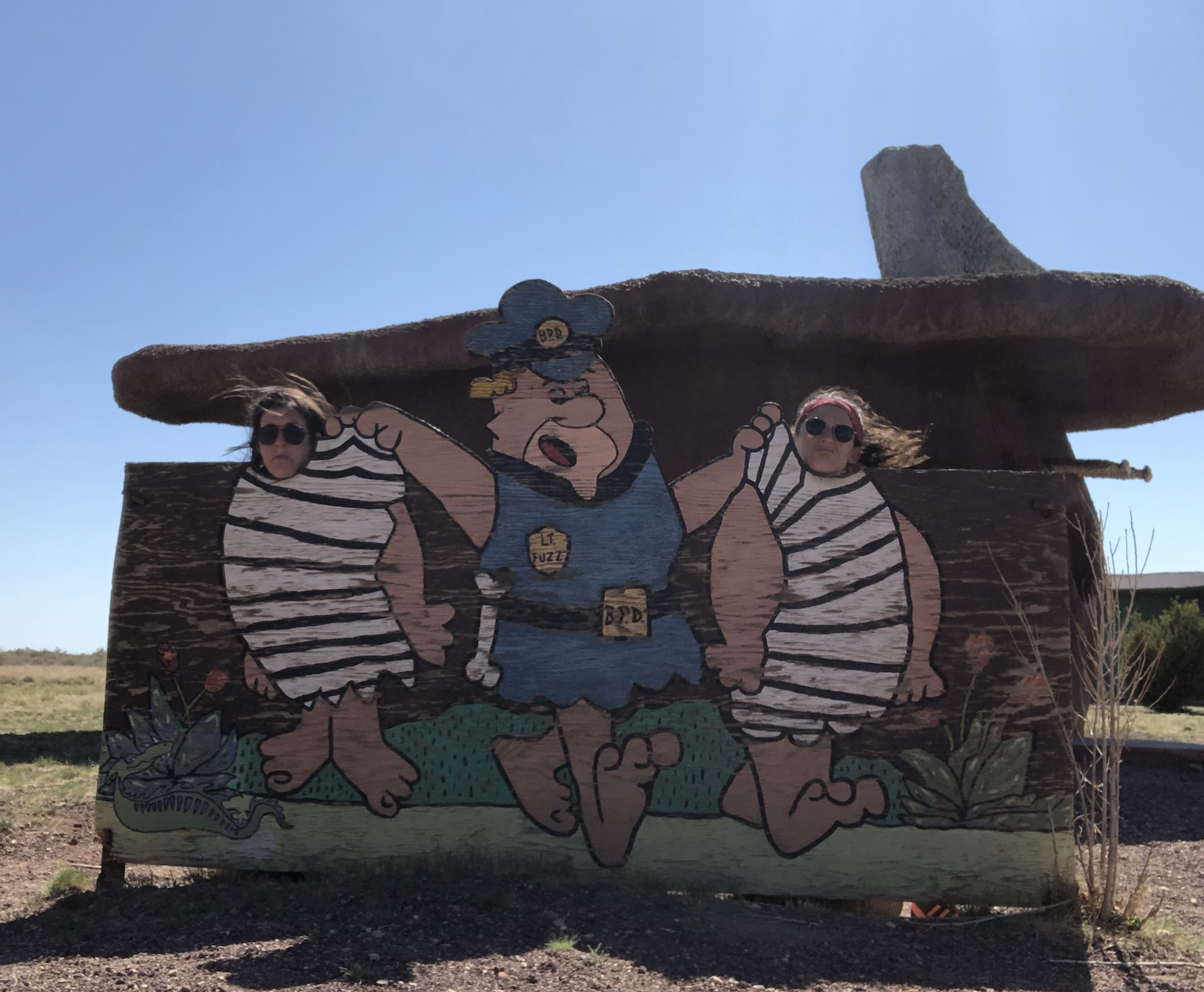 Posing for a photo in Bedrock City