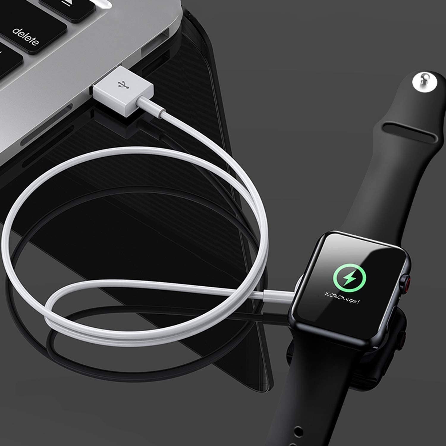 an Apple Watch on the charger