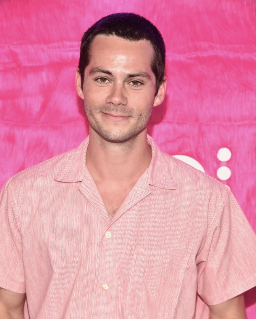 Dylan in a pink shirt on a pink carpet