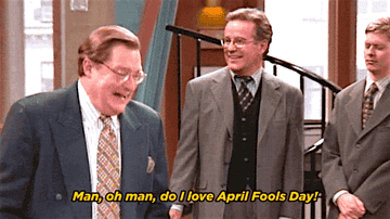cast of &quot;newsradio&quot; laughing about April Fools Day