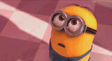 Slow zoom-in on a minion in awe from Despicable Me 2