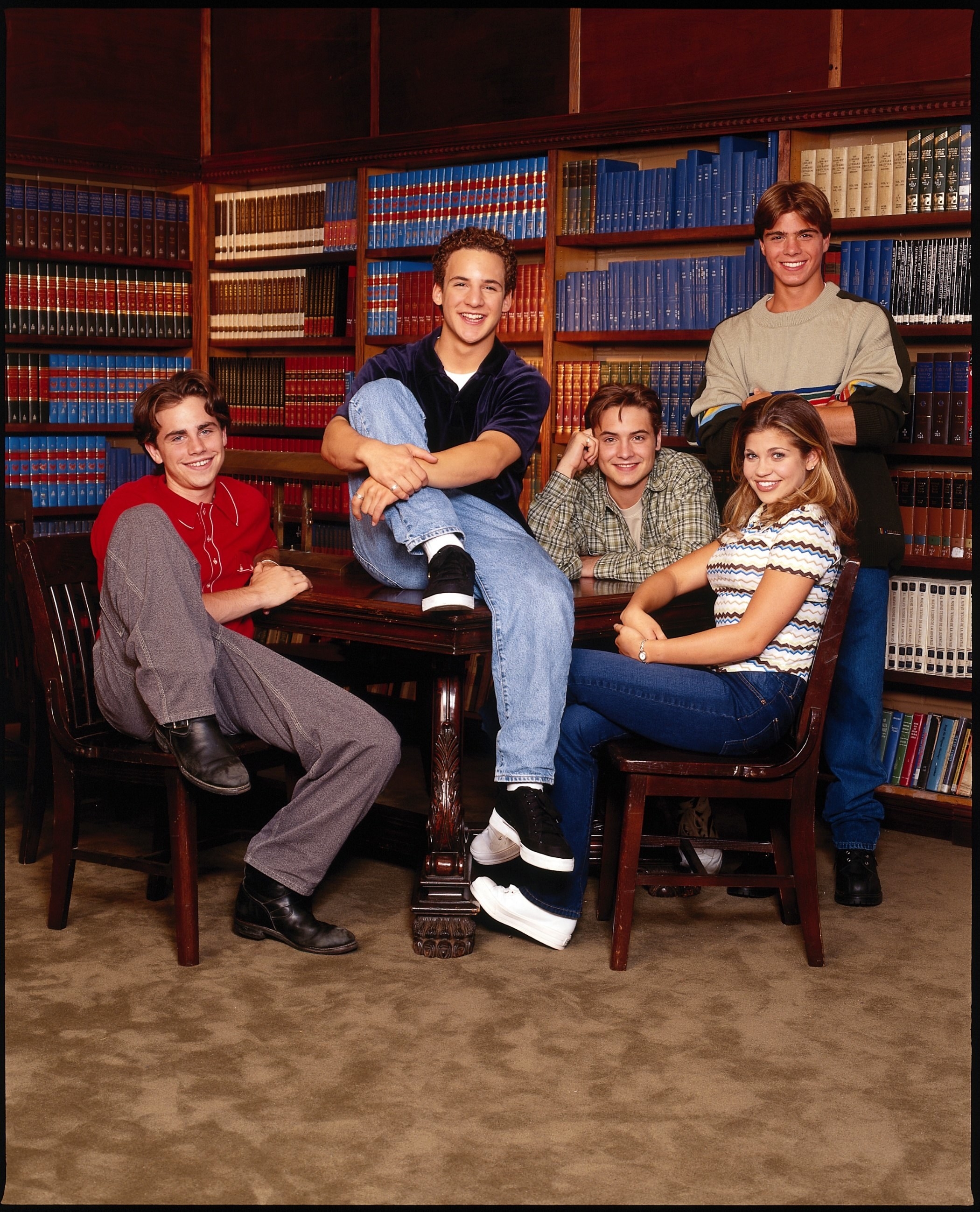 Rider Strong, Ben Savage, Will Friedle, Danielle Fishel and Matthew Lawrence on &quot;Boy Meets World&quot;