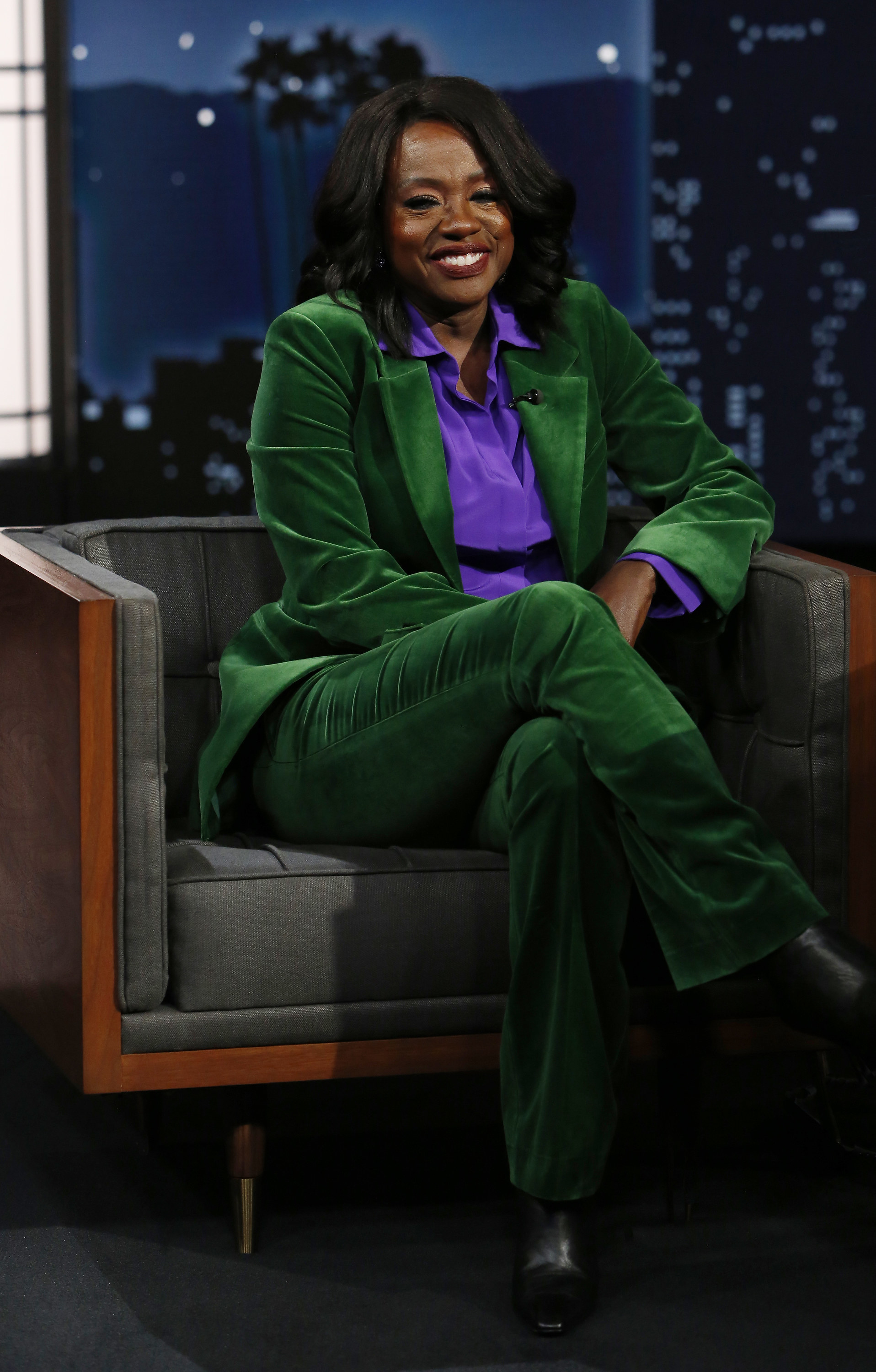 Viola sitting down for a late night talk show interview