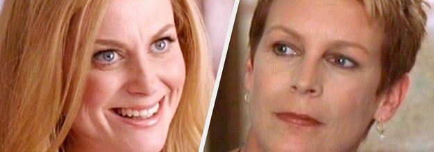 Stills of Amy Poehler in mean girls and jamie lee curtis in freak friday text reads pick a mum