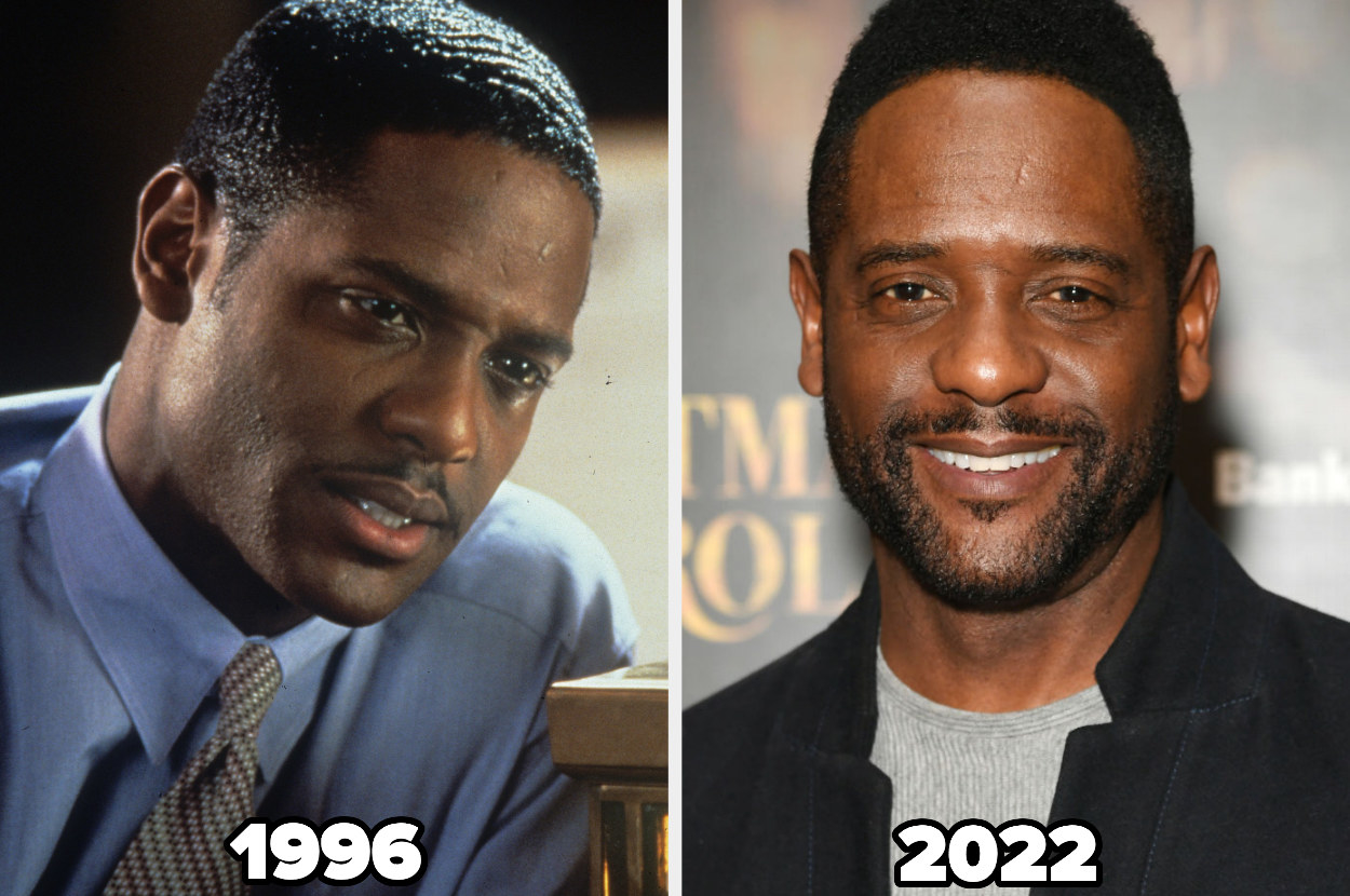 Blair Underwood in the movie Set It Off in 19996 and on the right at the opening night of Center Theatre Group&#x27;s &quot;A Christmas Carol&quot; in 2022
