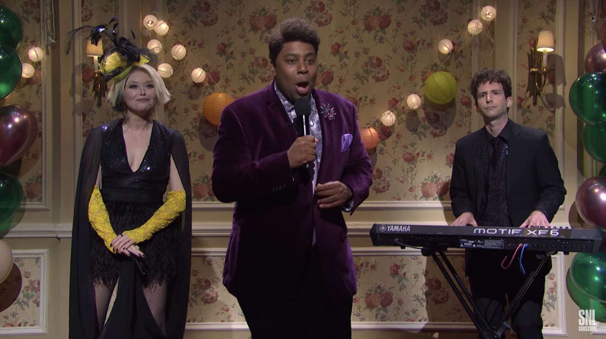 Natasha Lyonne, Kenan Thompson, and Kyle Mooney during a sketch on &quot;SNL&quot;