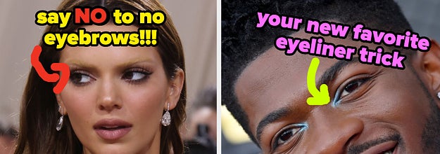say no to Kendall Jenner's no eyebrows look, but Lil Nas X's pop of color in the inner eye corner look is your new favorite eyeliner trick