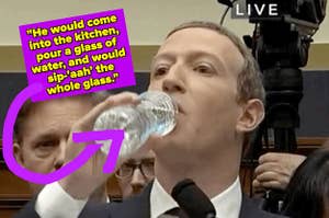 Mark drinking a class of water
