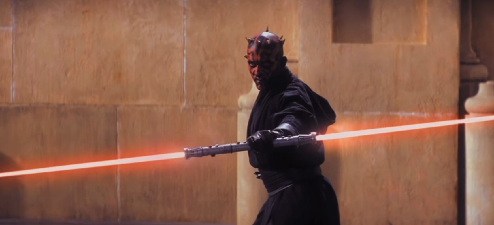 Darth Maul igniting his double-ended lightsaber in &quot;Star Wars: Episode I - The Phantom Menace&quot;