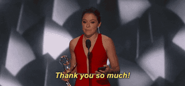 Tatiana Maslany saying &quot;thank you so much&quot; at the Emmys