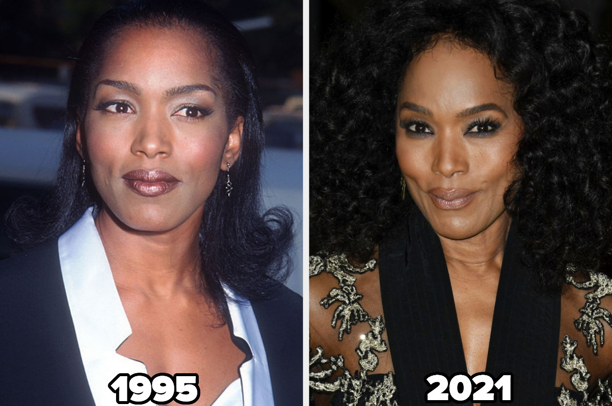 Angela Bassett at the first Annual Blockbuster Entertainment Awards in 1995 and on the right at the Academy Museum of Motion Pictures Opening Gala at Academy Museum of Motion Pictures in 2021