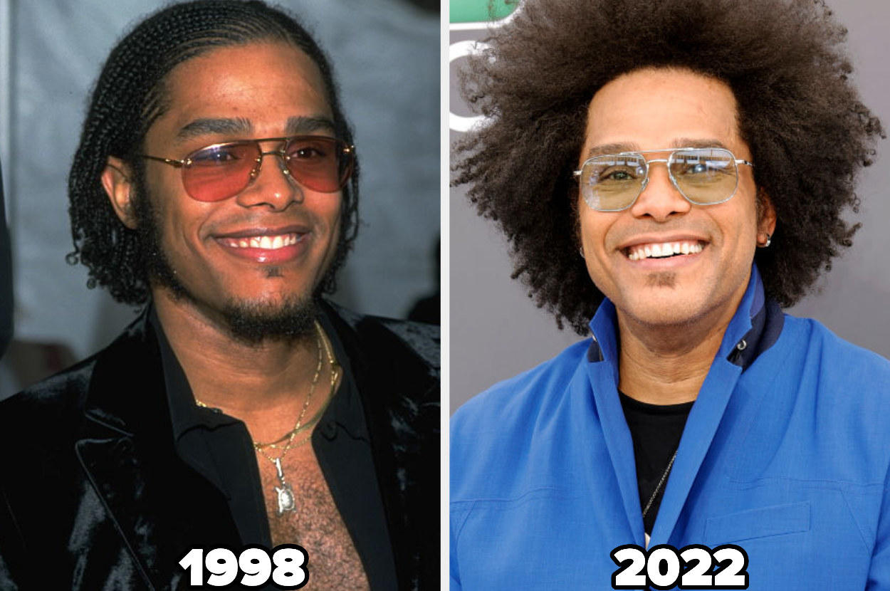 Maxwell at Madison Square Garden in 1998 and on the right at the 2022 Billboard Music Awards