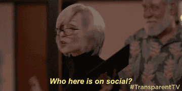 A woman saying, &quot;Who here is on social?&quot;
