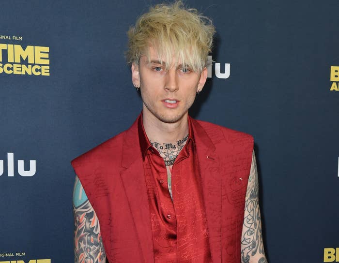 A close-up of MGK on the red carpet