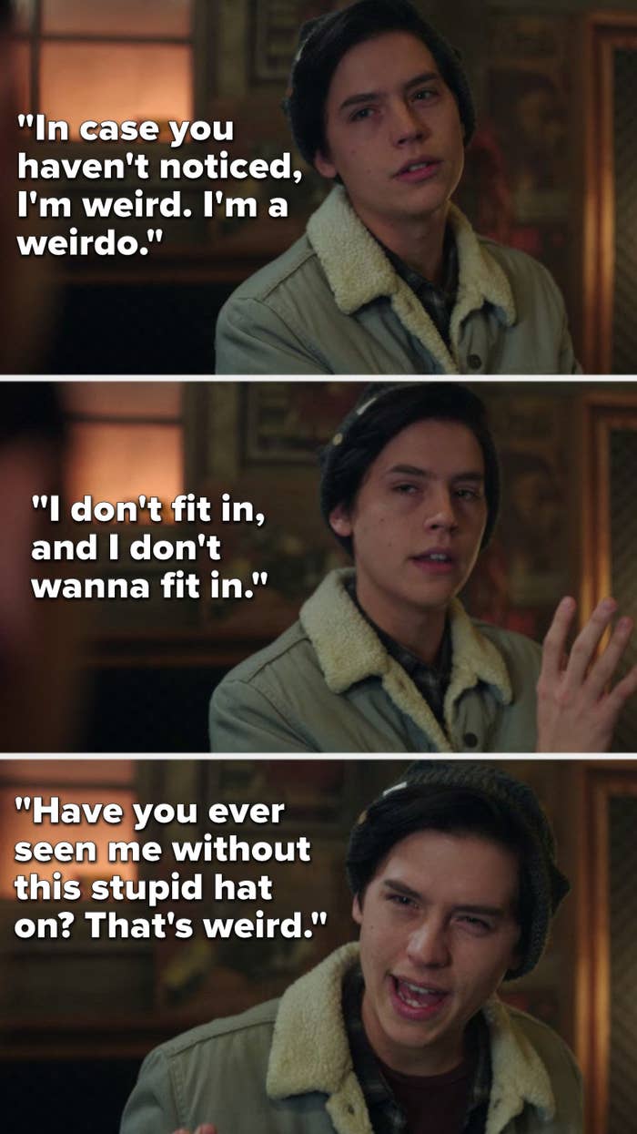 Jughead saying he&#x27;s never fit in and doesn&#x27;t want to