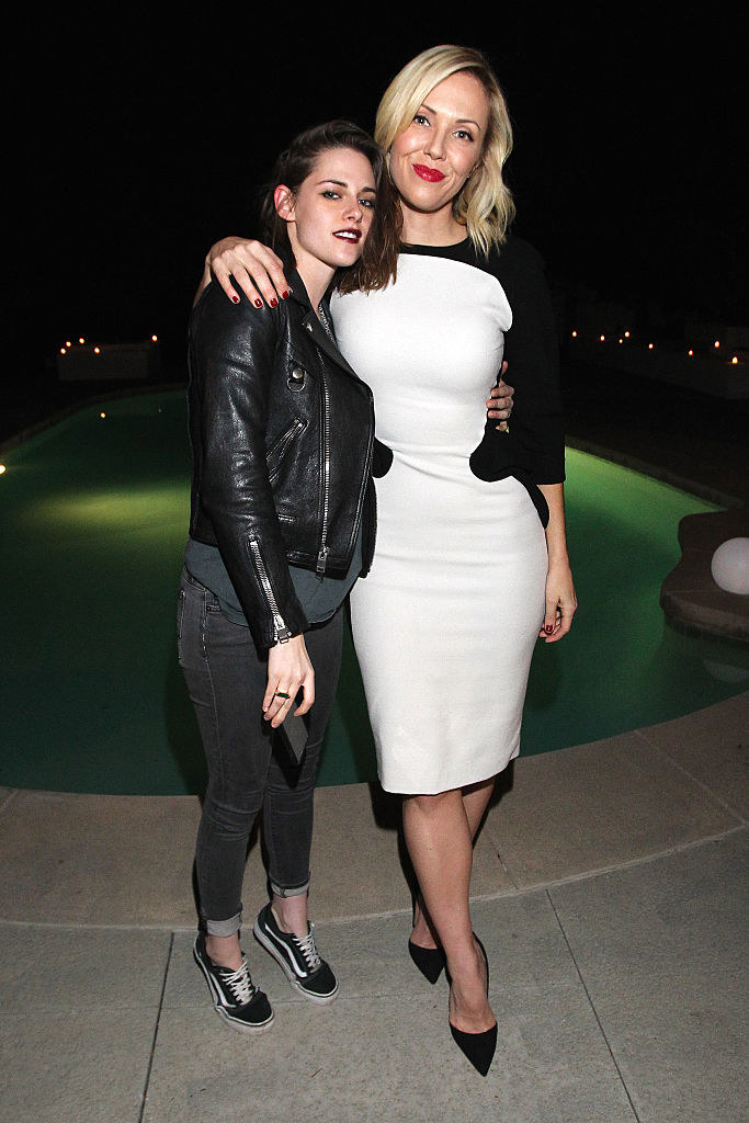 Kristen Stewart and Tara Swennen stand together outside