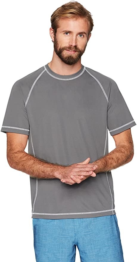 a person wearing the shirt in grey