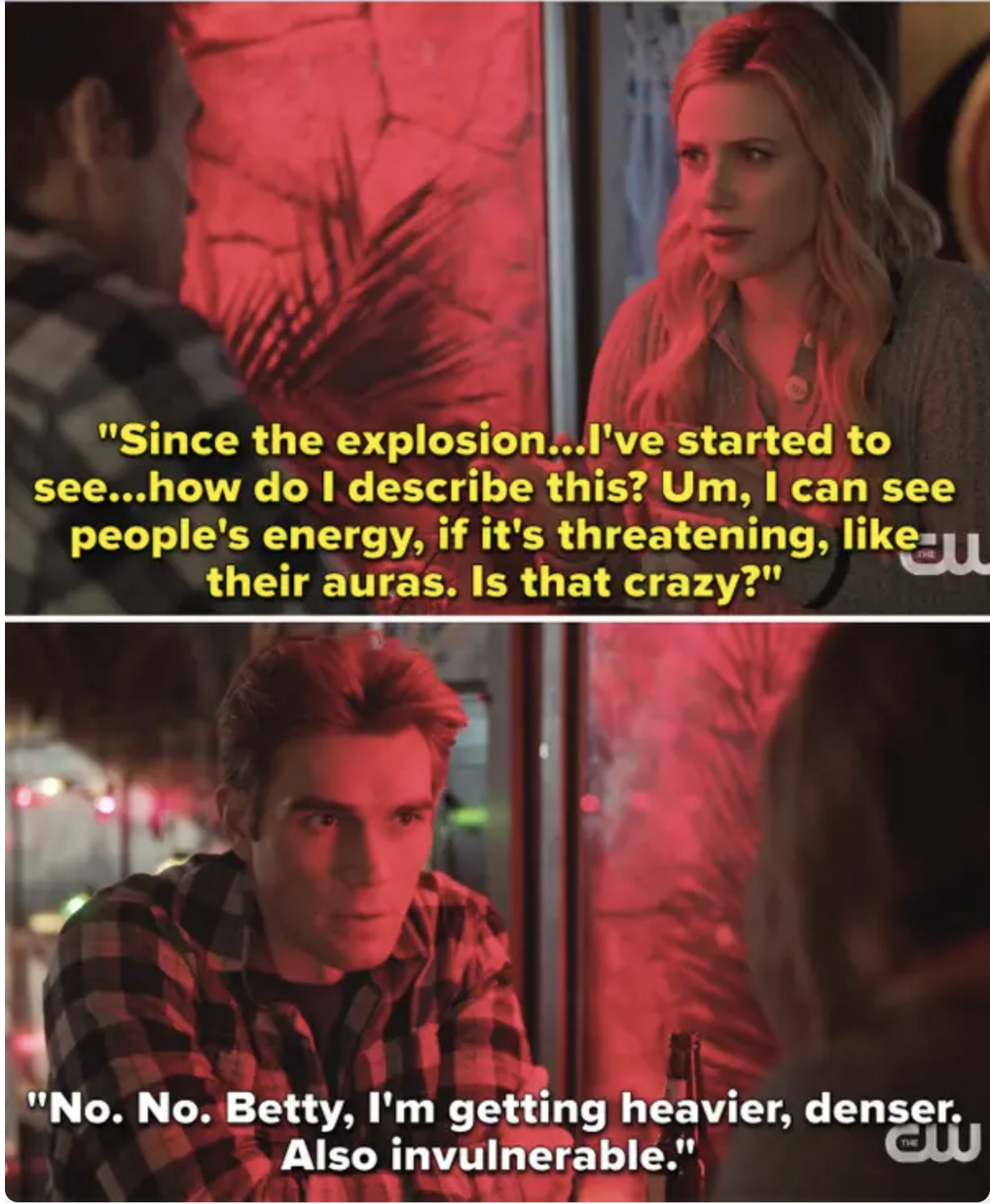 Betty and Archie talking about how they feel after the explosion