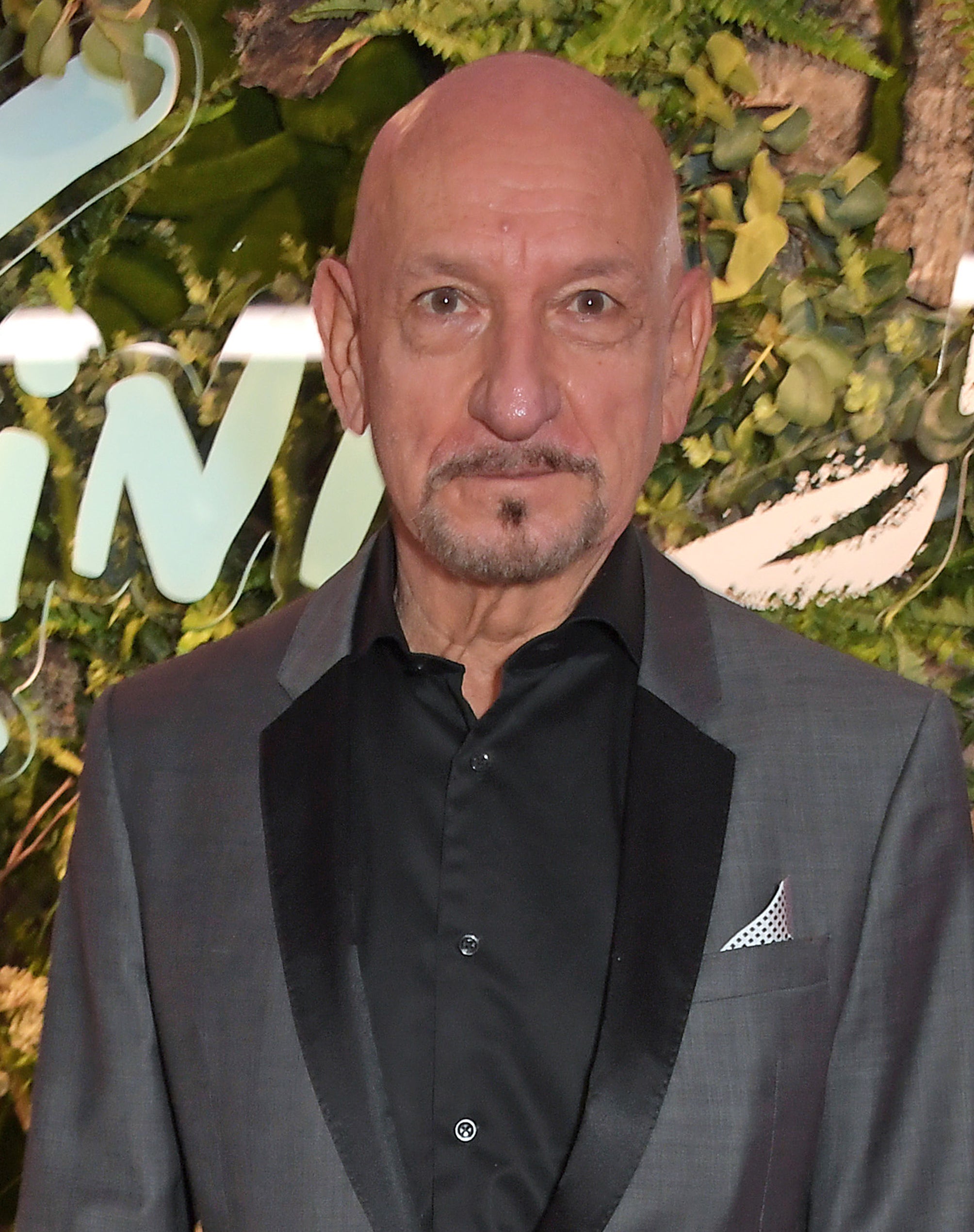 Ben Kingsley looking serious at an event