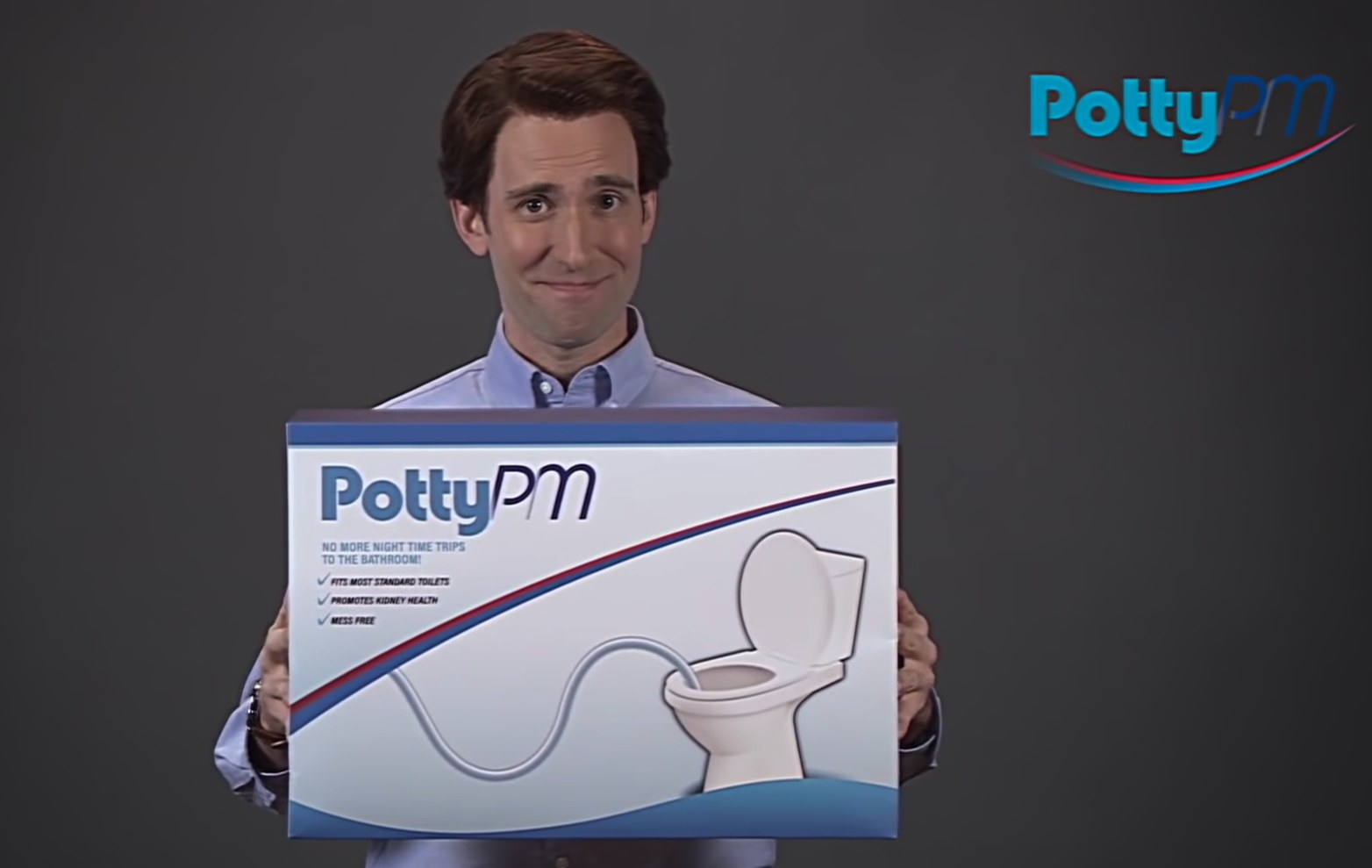 Kyle Mooney advertising the PottyPM, a nighttime bathroom solution