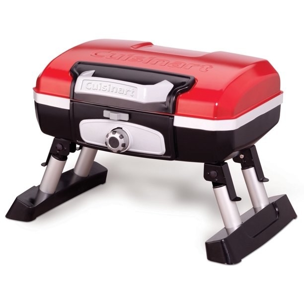 The tabletop grill in red and black