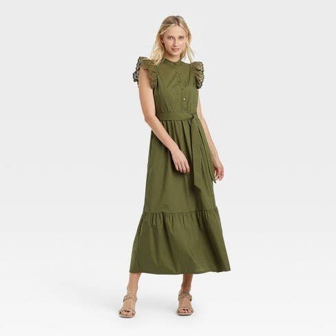 pink gingham dress Look Your Way Midi Blush Gingham Print holidays dresses for women Romantic Sweetheart Neckline Blue Women's size:6
