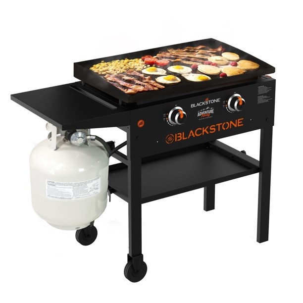 The griddle station with food on top