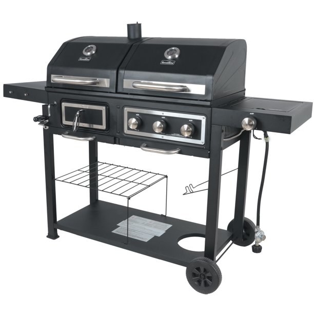 The black gas charcoal grill