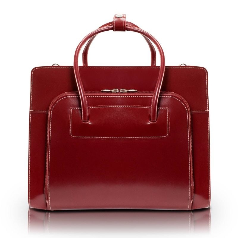 An image of a red leather laptop briefcase