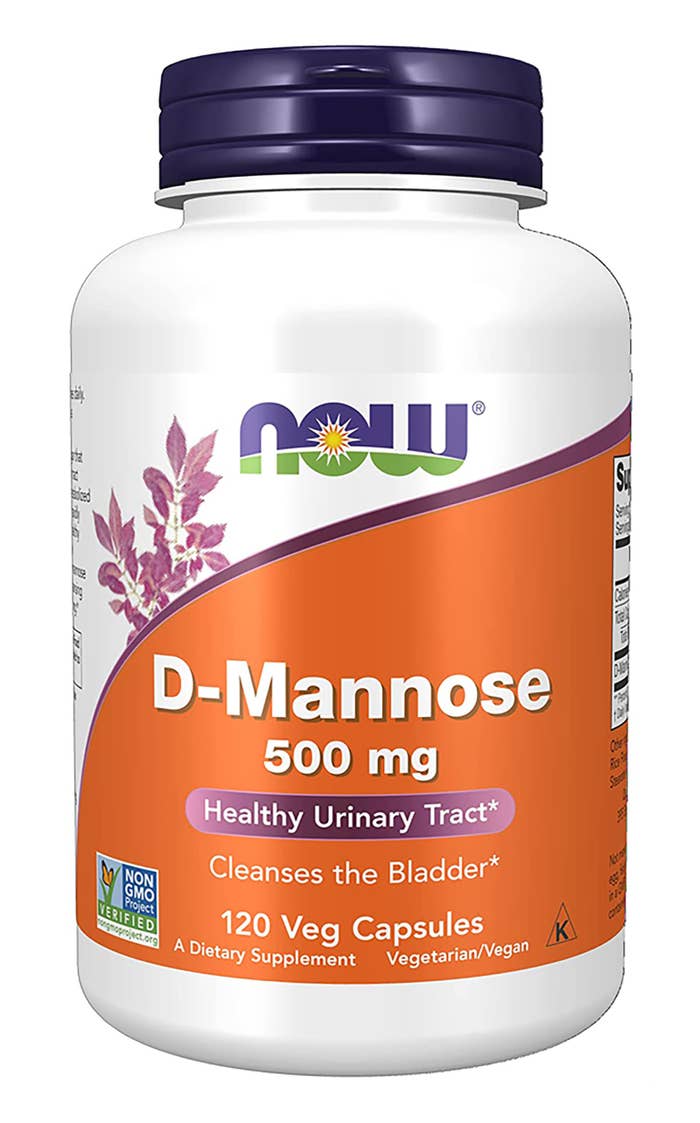 A bottle of D-Mannose capsules