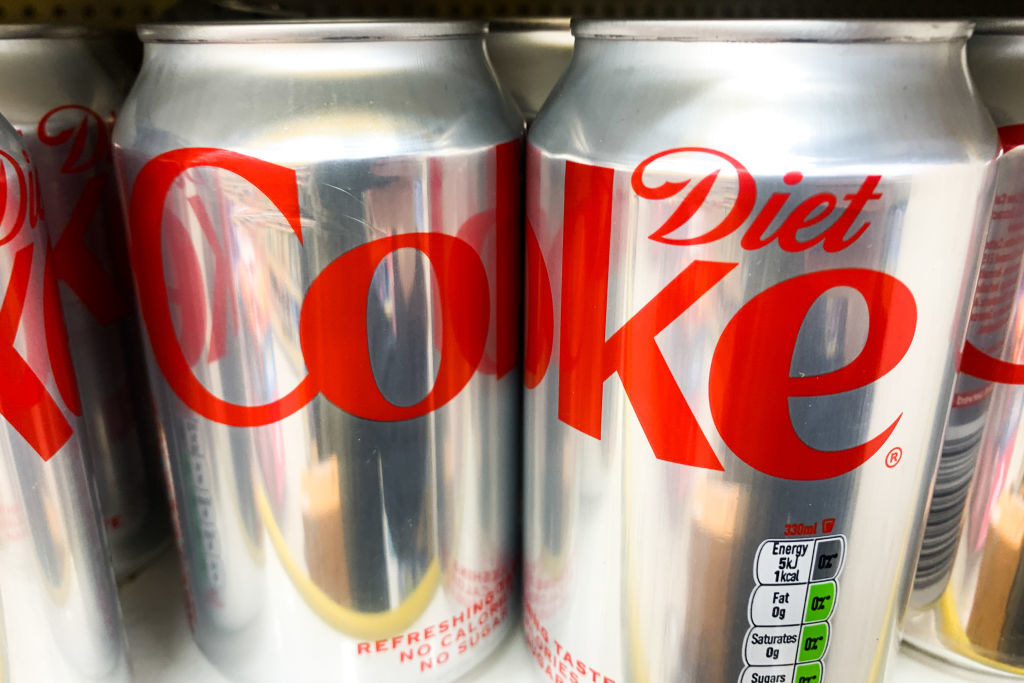 close up of Diet Coke cans