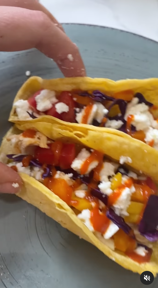 Close-up of sriracha tacos