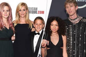 Reese Witherspoon with her kids, Ava and Deacon, and Machine Gun Kelly with his daughter, Casie