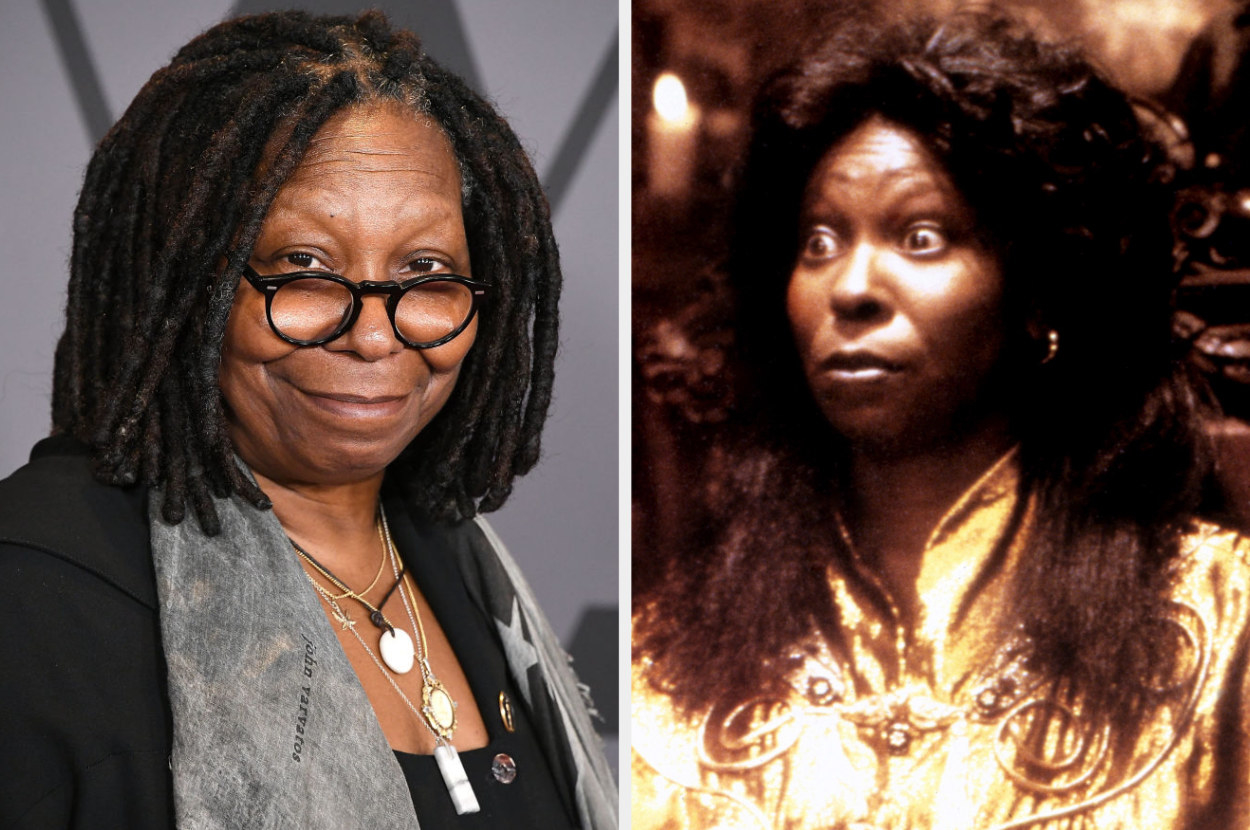 Whoopi at an event and eyes widened in shock in Ghost