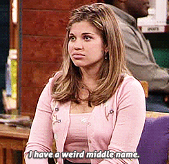 gif of character from boy meets world saying she has a weird middle name
