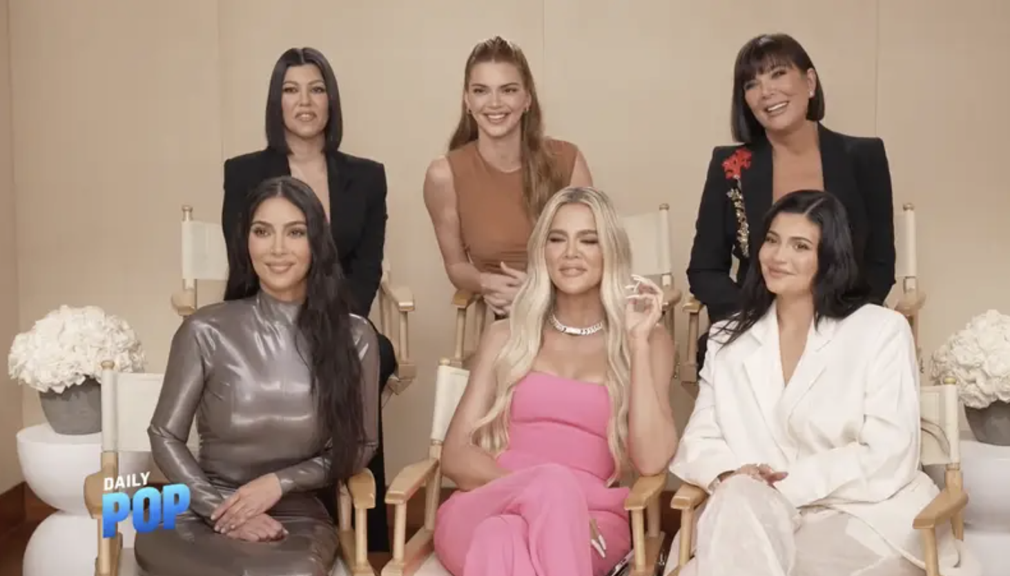 The Jenners and Kardashians on a talk show called Daily Pop