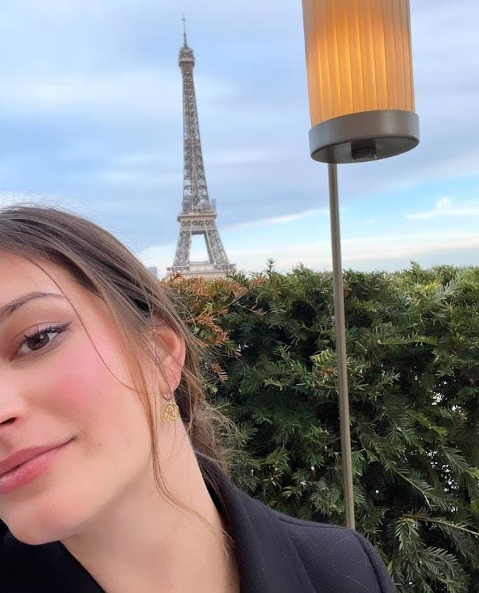 Selfie with Eiffel Tower in the background