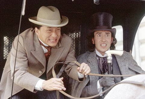 Jackie Chan as Jean Passepartout and Steve Coogan as Phileas Fogg in a carriage